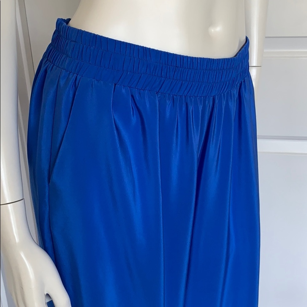 Amanda Uprichard Blue Wide Leg Pant 100% Silk L - Picture 4 of 12
